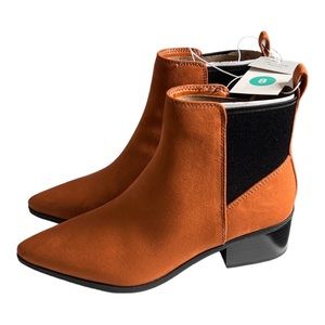 NWT Low Shaft Heeled Pointed Ankle Boots - A New Day Cognac 8